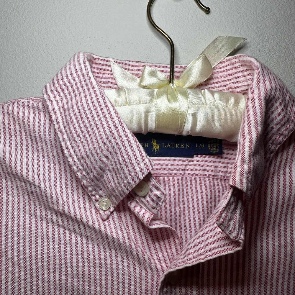 Ralph Lauren Pink Striped Button Down Shirt - Picture 4 of 6